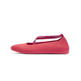 Rhinestone Cross Strap Knit Ballet Flats - Watermelon