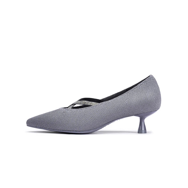 Countess Cross-Strap Kitten Heels - Grey