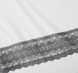 Ramesses Crochet-Lace Microfibre Sheet Set - Charcoal Lace White Fabric