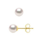 Earrings In Yellow Gold 750 and Real Cultured Pearls AKOYA Japanese Certified Round 5-6 mm - Longueur 42 cm