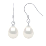 Drop Drop Earrings Freshwater Pearl White Sterling Silver 8-9mm Hook