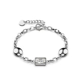 Krystal Couture Oval Square Zirconia Bling Bracelet in White Gold