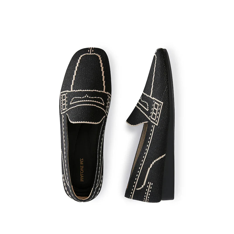 Comfortable Slip On Square Toe Loafers - Black
