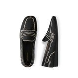 Comfortable Slip On Square Toe Loafers - Black