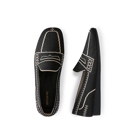 Comfortable Slip On Square Toe Loafers - Black