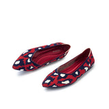 Leopard Print Pointed Toe Work Shoes - Red