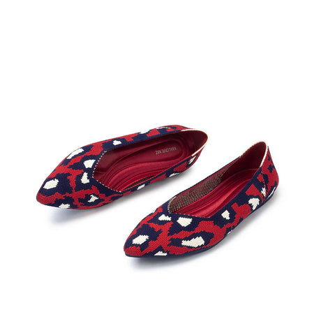 Leopard Print Pointed Toe Work Shoes - Red