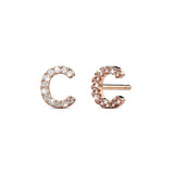 Solid 925 Sterling Silver Glamour Alphabet Letter Earrings Rose Gold