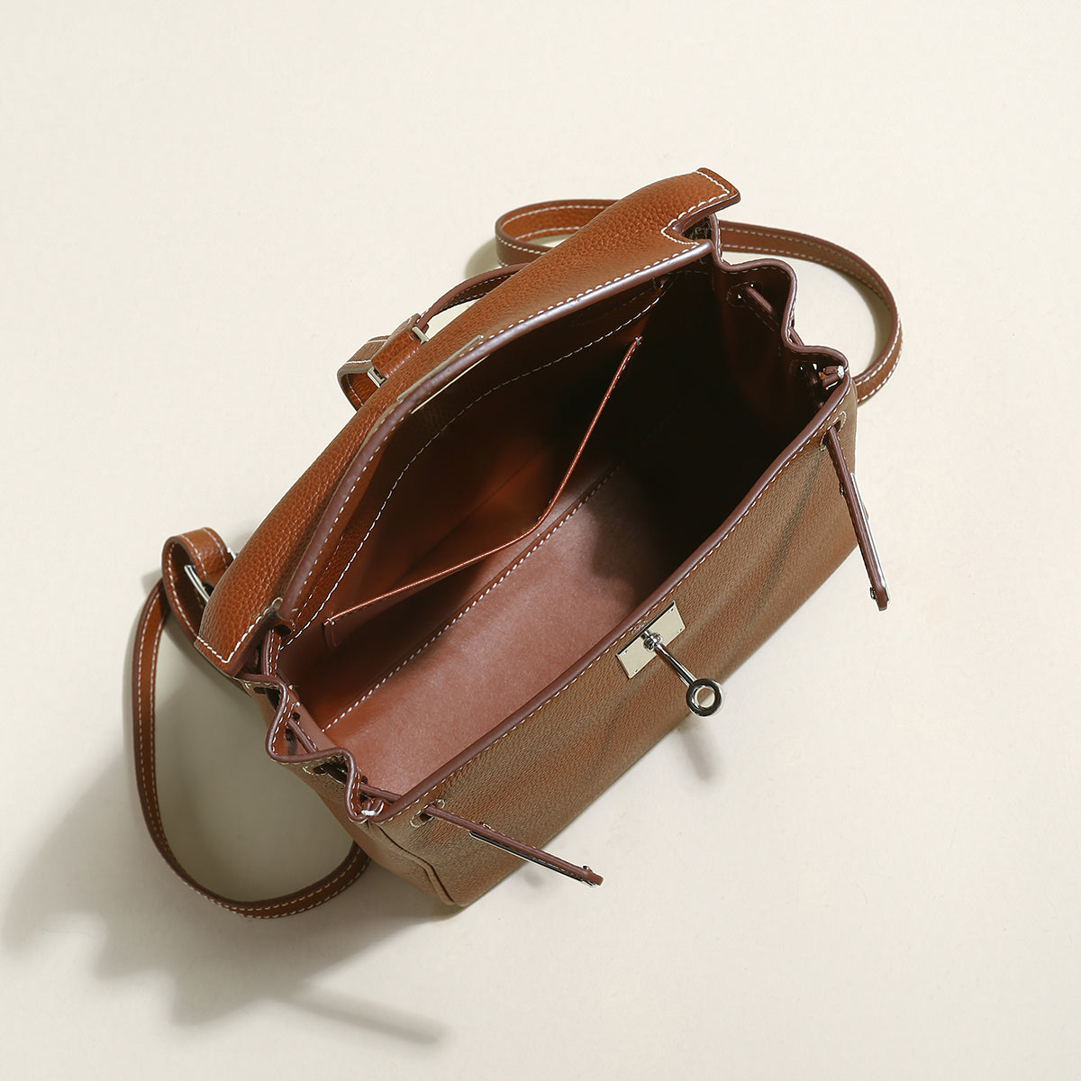 Madison Structured Leather Convertible Backpack - Brown