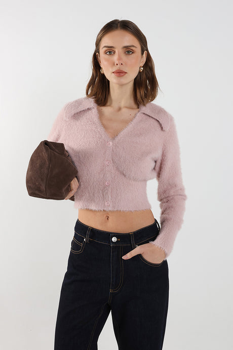Madison The Label Lucy Knit Cardigan - Dusty Pink