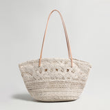 Handcrafted Multi-Pattern Macrame Tote - Ivory