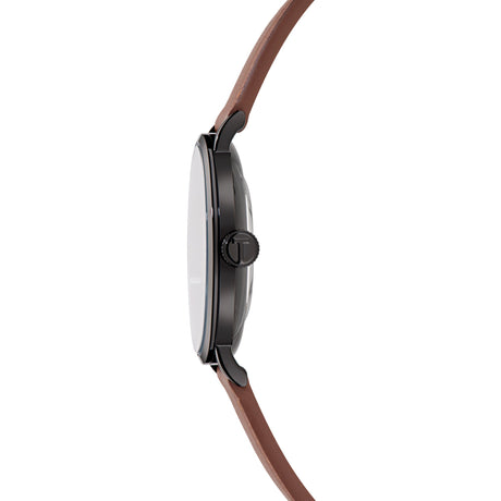 Ted Baker Mens Staciie Gents IP Black Tan Leather Watch
