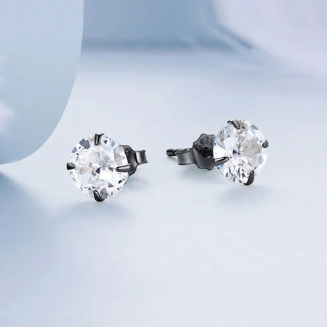 Solid 925 Signature Silver Mary Anne Crystal Stud Earrings In Black Gold
