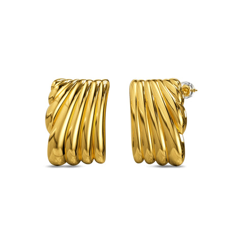 Bullion Gold Pleated Angel Gold layered Stud Earrings