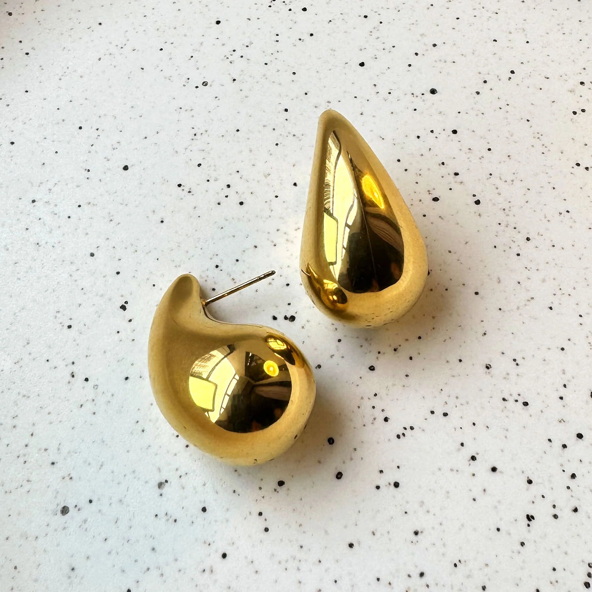 Bullion Gold Raindrop Gold layered Stud Earrings