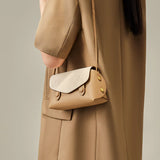 Nalandu Duo-Tone Apricot Sand Flap Crossbody Shoulder Bag - Apricot