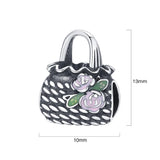 Solid 925 Sterling Silver Exclusive Floral Handbag Pandora Inspired Bead Charm