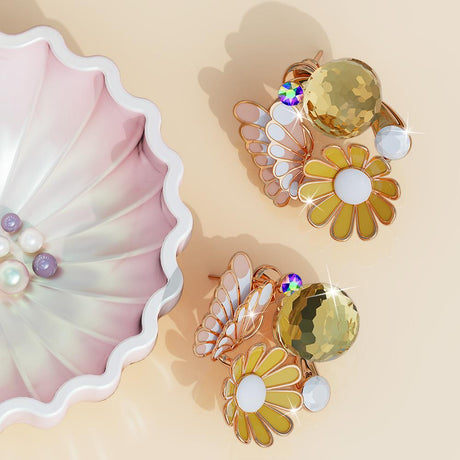 Krystal Couture Butterfly Floral Stud Earrings