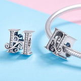 Solid 925 Sterling Silver Vintage Inspired Antique Alphabet Charm