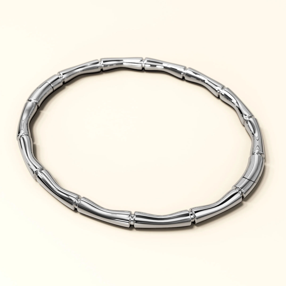Bullion Gold Trunket Bamboo Design Stainless Steel Bangle with a High Polish Finish