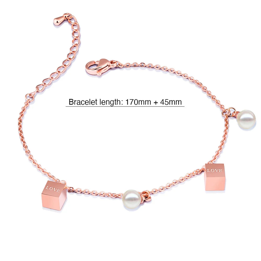Bullion Gold Pearly Love Charm Bracelet