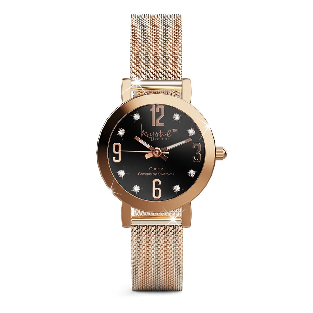 Boxed Rose Gold Watch & Earrings Set With SWAROVSKI® Crystals Embellishment