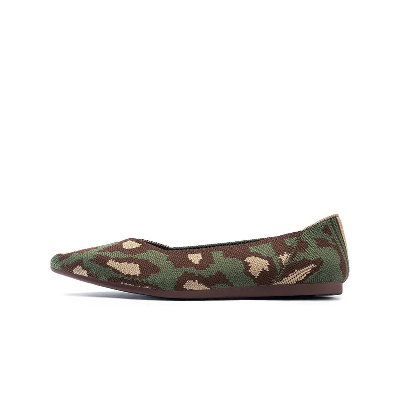 Leopard Print Pointed Toe Work Shoes - Green