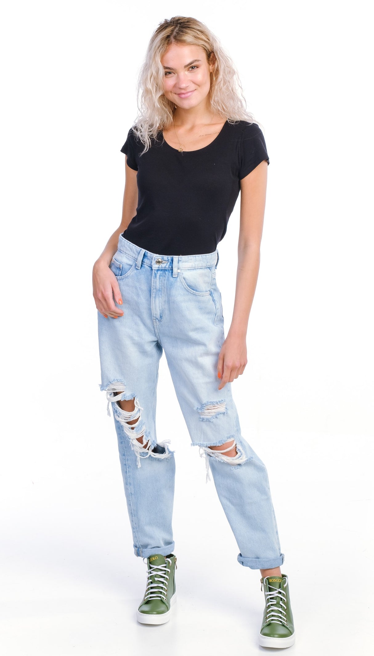 Bosccolo Womens Sneakers With Zipper - Green/White