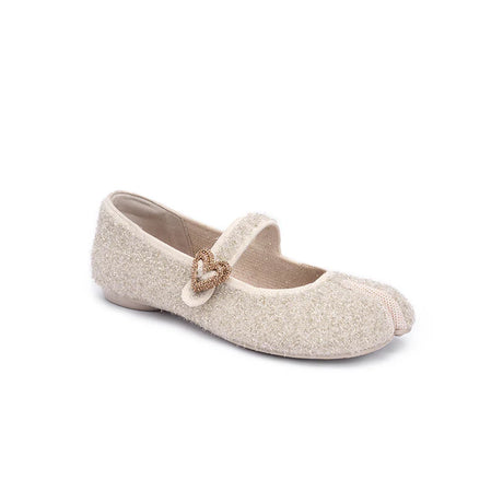 Oriental Split Toe Mary Jane Flats - Ivory