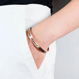 Boxed Double Inspiring Heart Love Charm Rose Gold Cuff and Toggle Bangle Set