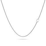 Bullion Gold Bold Alphabet Letter Initial Charm Necklace in White Gold Tone
