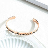 Boxed Double Inspiring Heart Love Charm Rose Gold Cuff and Toggle Bangle Set