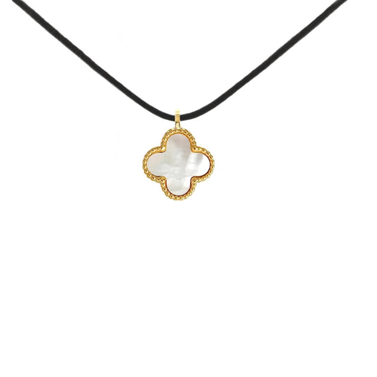 Liv Oliver 18K Gold White Mother Of Pearl Motif Drop Necklace