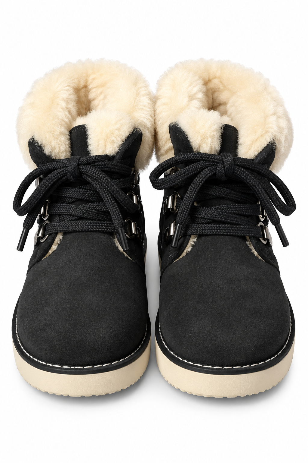 Australian Leather Ugg Lace Up Ankle Sheepskin Boot - Black - AU5