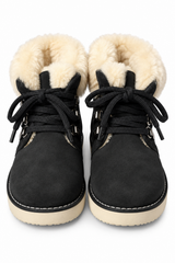Australian Leather Ugg Lace Up Ankle Sheepskin Boot - Black - AU5