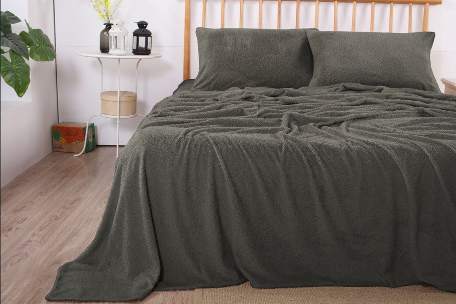 Teddy Fleece Sheet Set - Charcoal