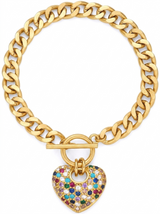 Liv Oliver 18K Gold Multi Color Puffed Heart Charm Bracelet