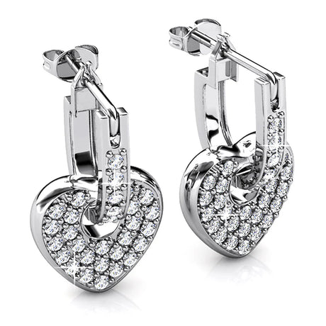 Krystal Couture Heart-Shaped Dangle Earrings Embellished with SWAROVSKI Crystals