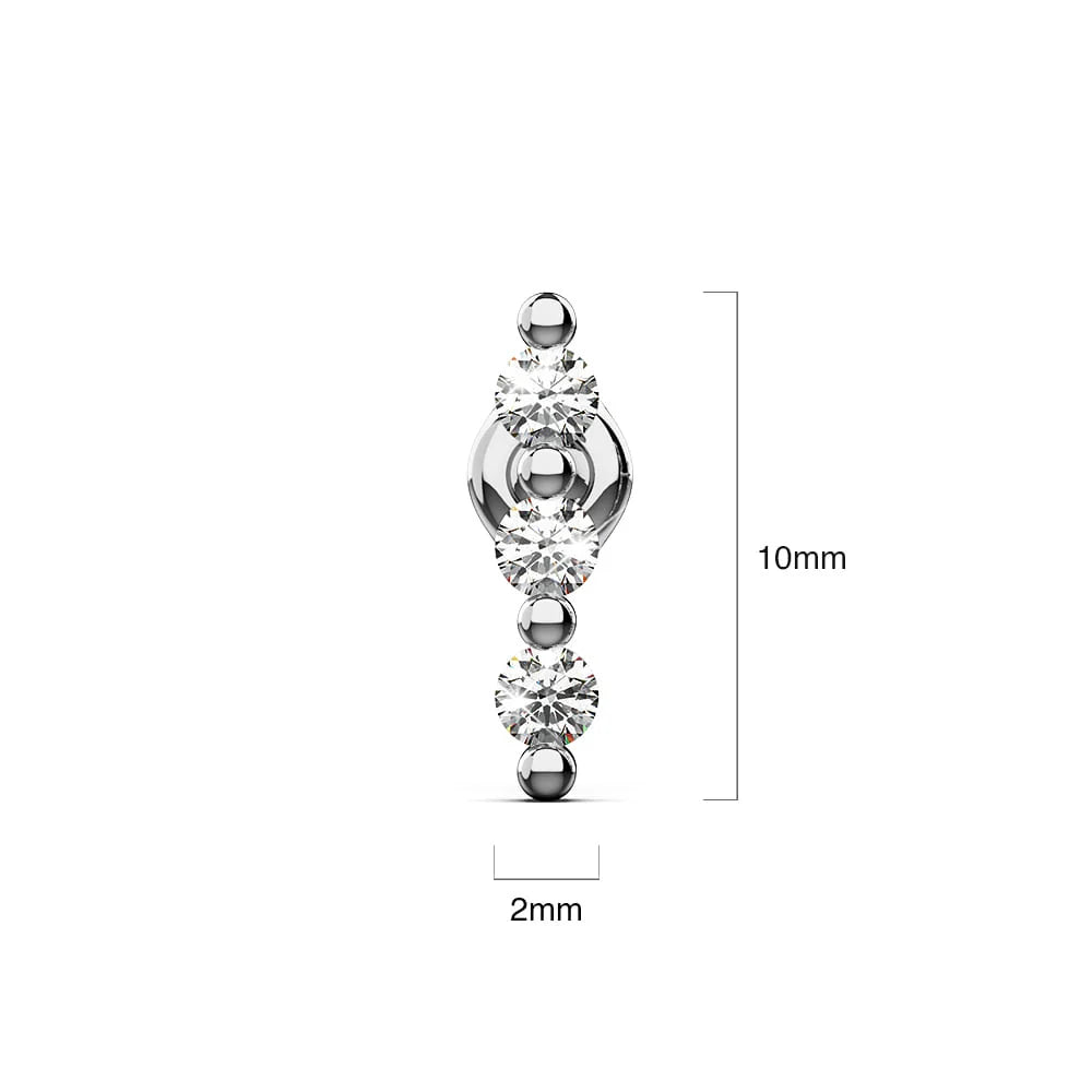 Triple Zircon Cluster Stud Earrings In White Gold