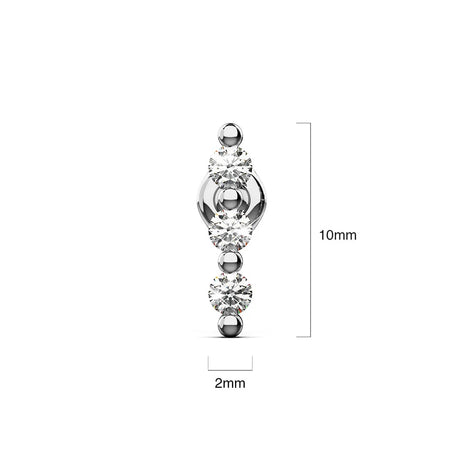 Triple Zircon Cluster Stud Earrings In White Gold