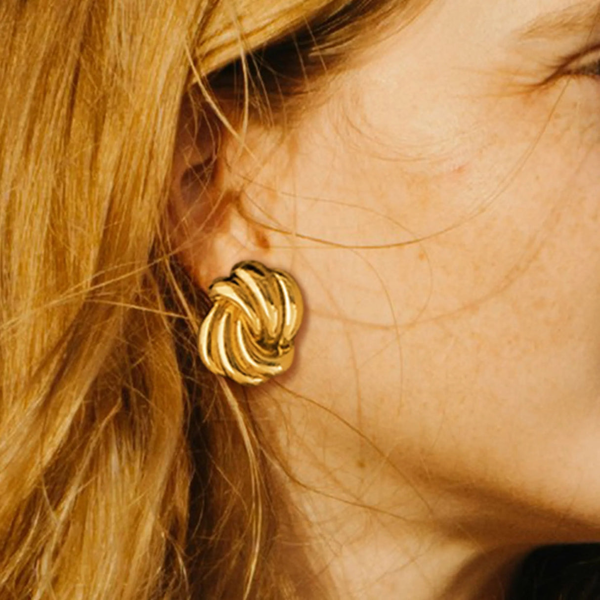 Bullion Gold Intertwined Gold layered Stud Earrings