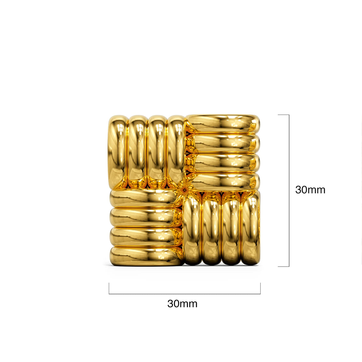 Bullion Gold Ridged Square Gold layered Stud Earrings