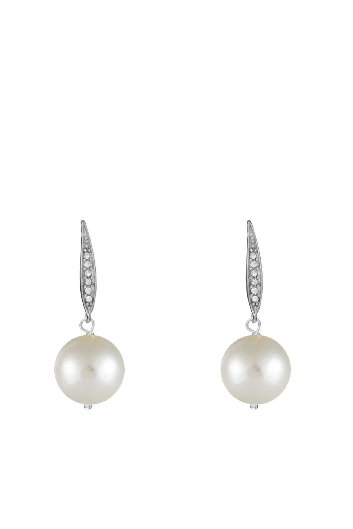 Liv Oliver 18K White Gold Pearl Drop Earrings
