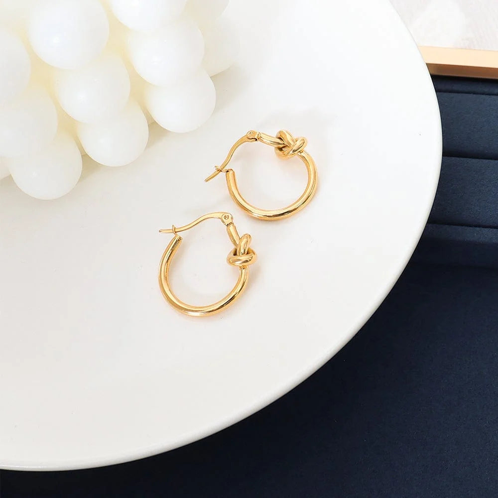 Bullion Gold Golden Knot Hoop Earrings Extra Large
