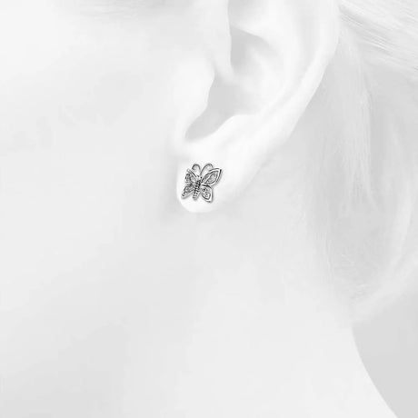 Solid 925 Sterling Silver Butterfly Stud Earrings