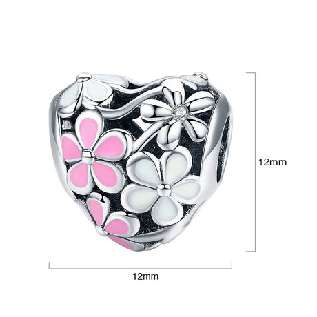 Solid 925 Sterling Silver Floria CZ Heart Charm