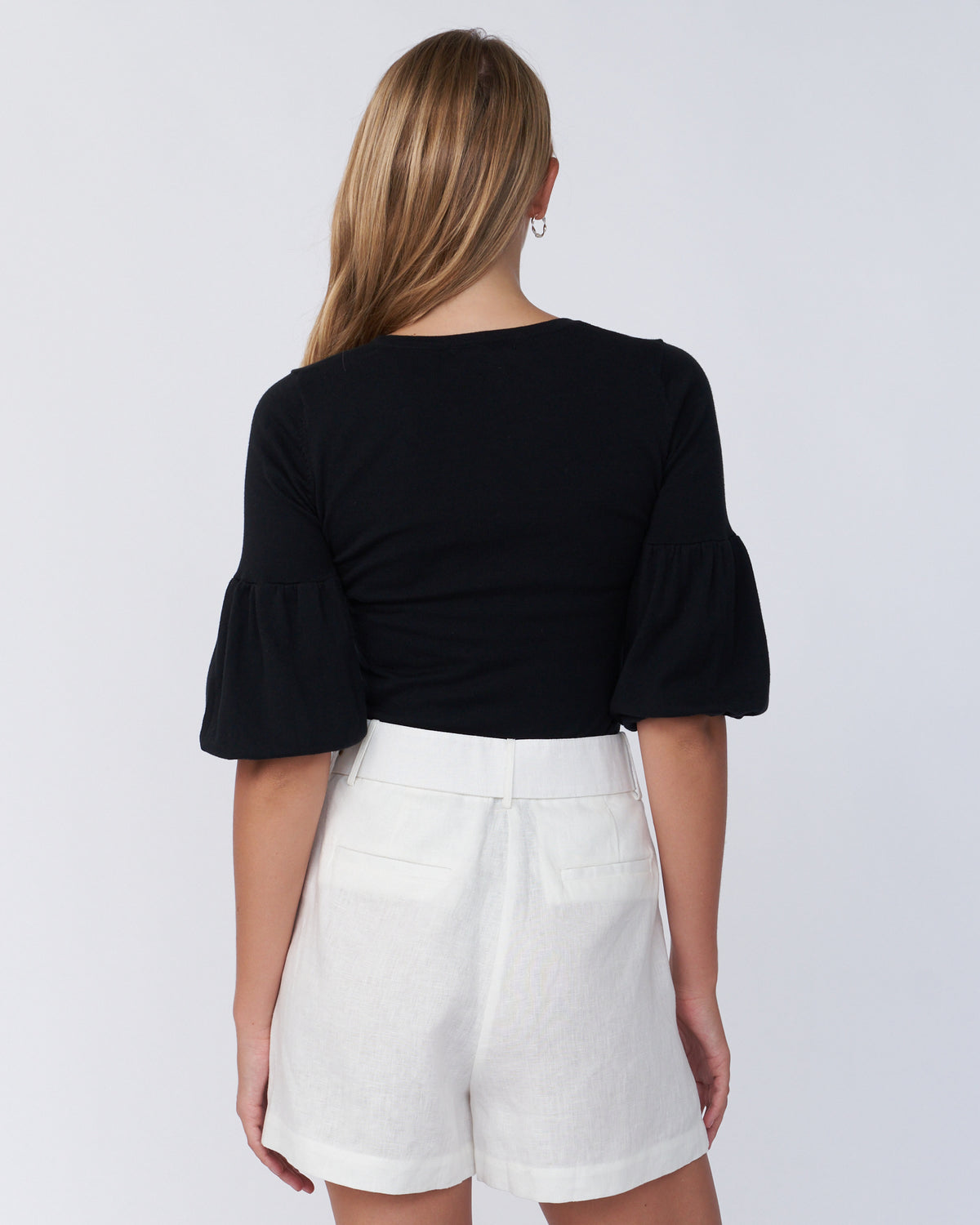Amelius Frances Three Quarter Puff Sleeve Knit - Black