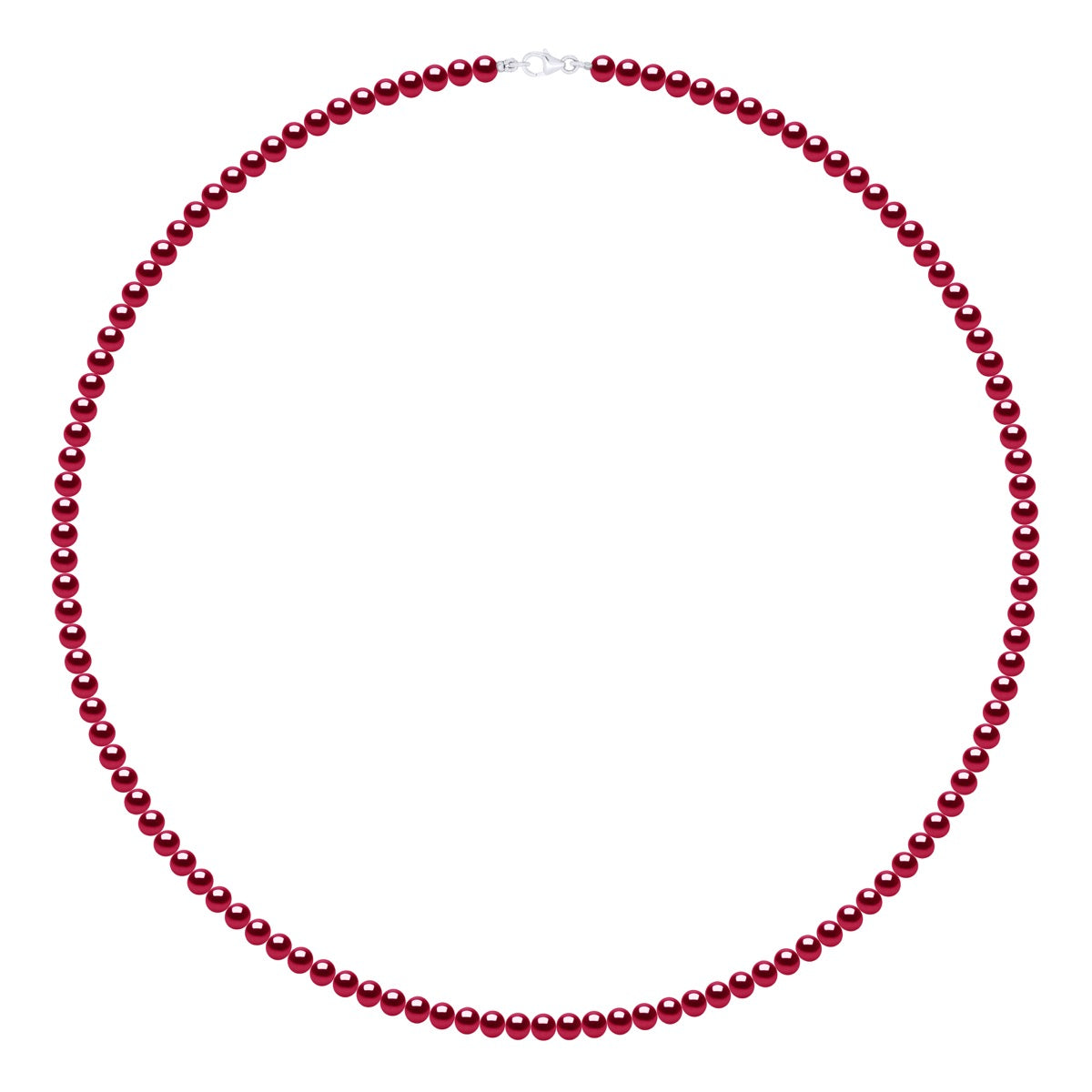 Necklace Real Cultured Freshwater Pearls Semi Round 6-7 mm - Cherry - Longueur 42 cm