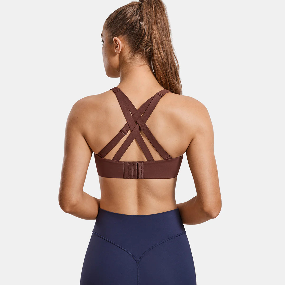 Power On Molded Cup Strappy Racerback Wireless Bra - Brown