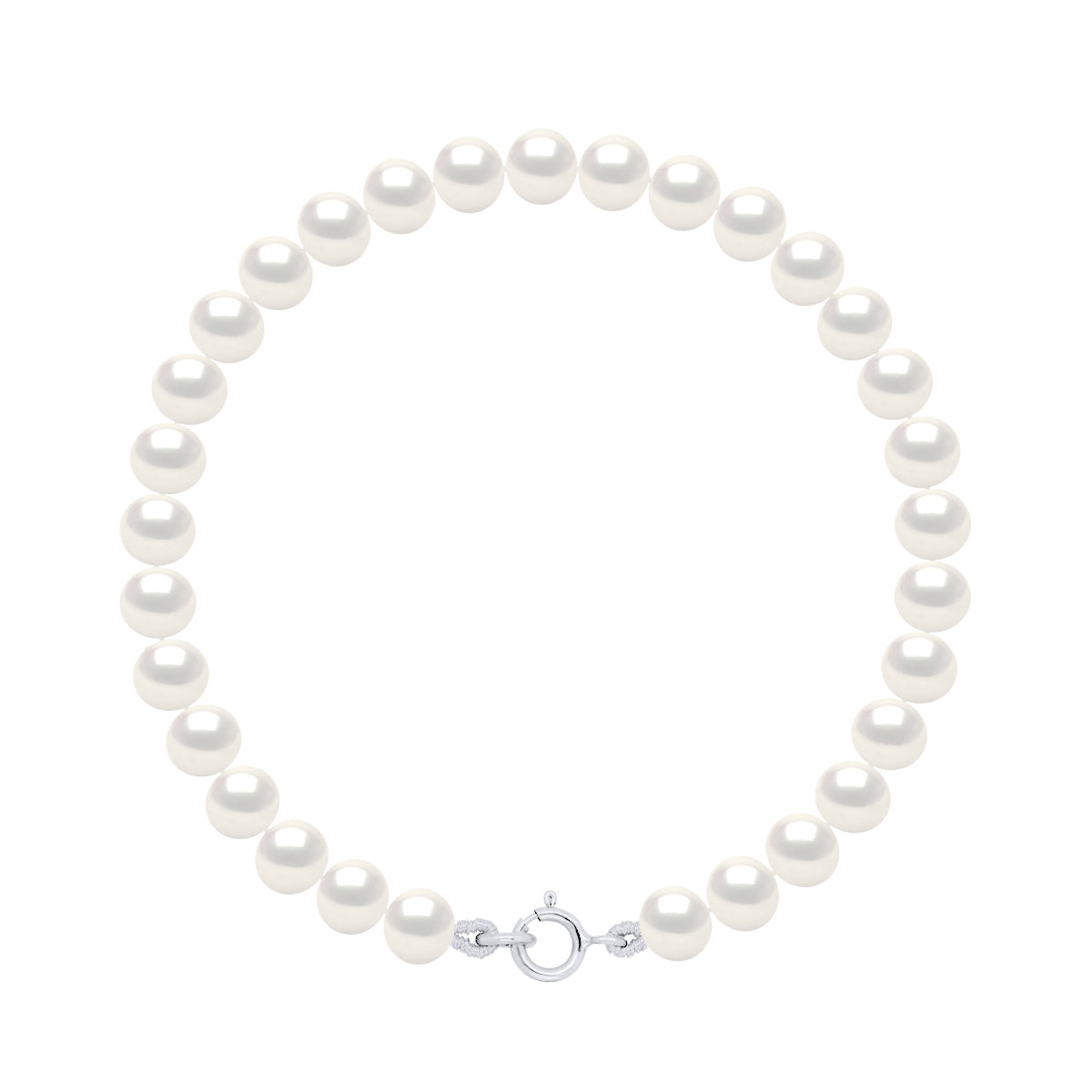 Bracelet of Real Cultured Freshwater Pearls Semi Round 5-6 mm - Natural Pearl White - Length 18 cm